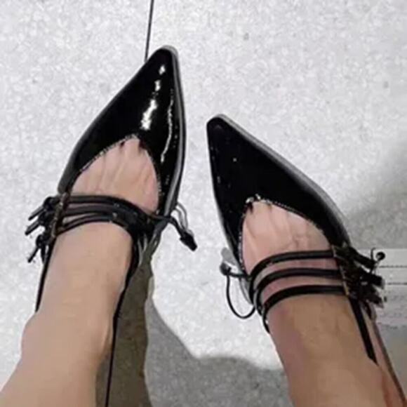ZARA Pointed Toe Buckled Heels NWT - Picture 1 of 16